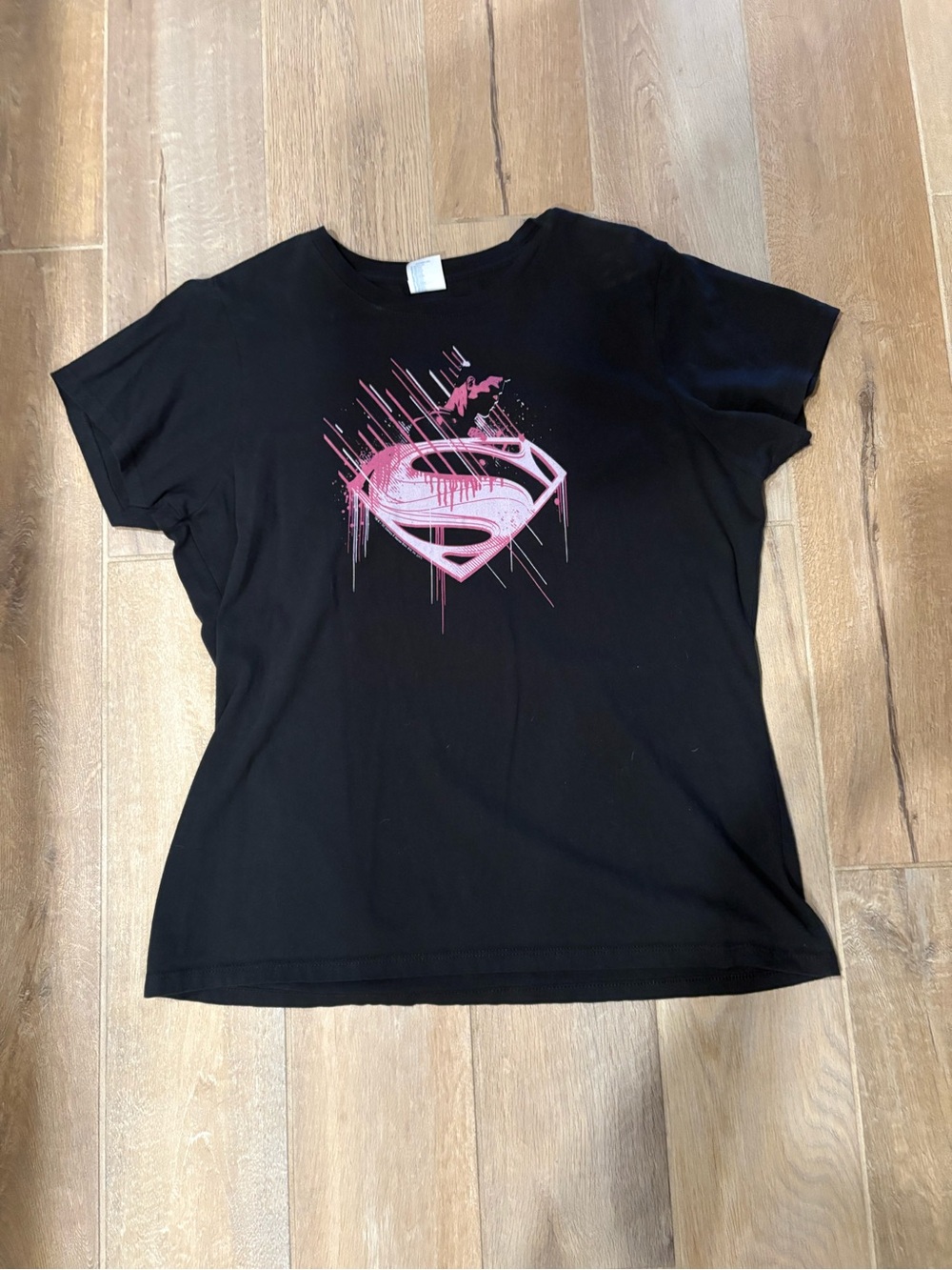 Black T-Shirt with Pink Supergirl Logo